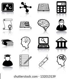 Learning and knowledge related icons/ silhouettes.