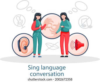 Learning languages online in group. Sign language conversation, modern teaching method. Webinar, sign language training group for deaf people education via internet, finger language session