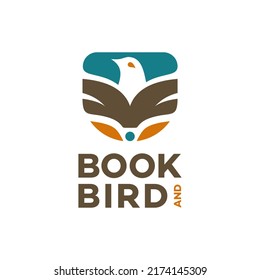 learning logo design. Vector illustration of book and bird. modern logo design vector icon template