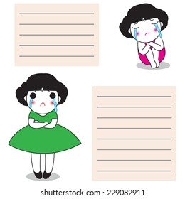 I am Learning to Love Myself paper note illustration set