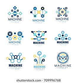 Learning Machine Logo Original Design Label Set Of Vector Illustrations