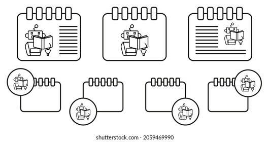 Learning machine read book concept line vector icon in calender set illustration for ui and ux, website or mobile application