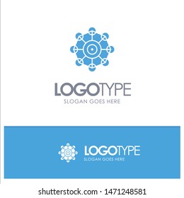 Learning, Machine, Machine Learning, Science Blue Solid Logo with place for tagline. Vector Icon Template background
