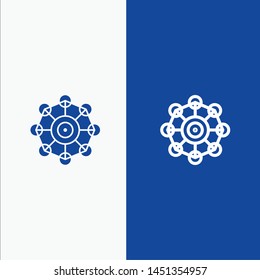 Learning, Machine, Machine Learning, Science Line and Glyph Solid icon Blue banner Line and Glyph Solid icon Blue banner