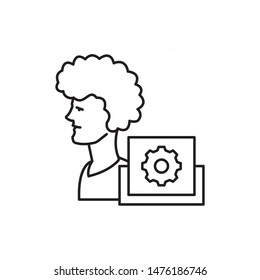 Learning, man, gear icon. Element of education line icon