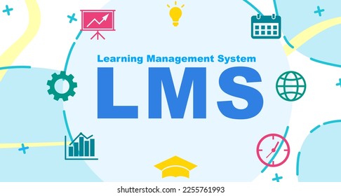 Learning Management System. Different icons and abbreviation LMS on white background. Vector illustration