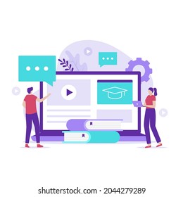 Learning management system illustration design concept. Illustration for websites, landing pages, mobile applications, posters and banners
