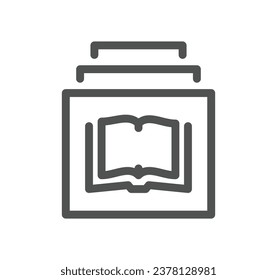Esquema de icono relacionado con el sistema de gestión del aprendizaje y vector lineal.