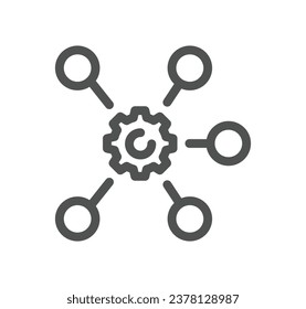Bildmanagement-System-bezogene Symbol-Umriss und lineare Vektorgrafik.