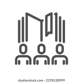 Learning management system related icon outline and linear vector.