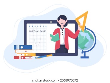 Learning Mathematics of Education and Knowledge Background Cartoon Vector Illustration. Science, Technology, Engineering, Formula or Basic Math