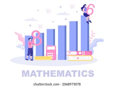 Learning Mathematics of Education and Knowledge Background Cartoon Vector Illustration. Science, Technology, Engineering, Formula or Basic Math