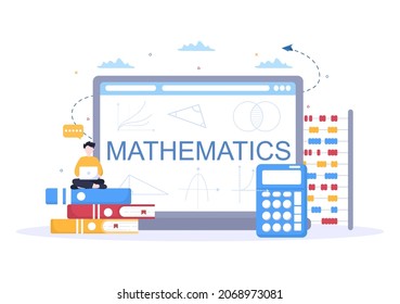 Learning Mathematics of Education and Knowledge Background Cartoon Vector Illustration. Science, Technology, Engineering, Formula or Basic Math