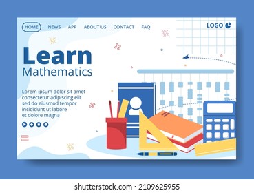 Learning Mathematics Education and Knowledge Landing Page Template Flat Illustration Editable of Square Background Suitable for Social Media or Web