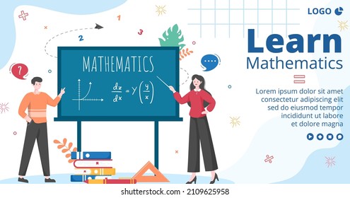 Learning Mathematics Education and Knowledge Post Template Flat Illustration Editable of Square Background Suitable for Social Media or Web