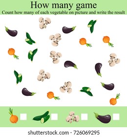 Learning mathematics, numbers. Counting Game for Preschool Children. Mathematics task, worksheet. Tasks for counting for preschool kids, children. how many objects game