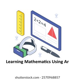 Learning Mathematics Using Ar isometric Colored illustration. EPS File stock illustration