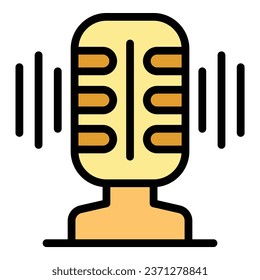 Learning microphone icon outline vector. Child education. Classroom learn color flat
