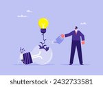 Learning from a mistake and moving towards success, ideas developing, businessman or employee with mistake-driven learning skill