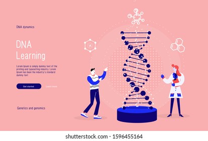 Learning molecular 
Science future. Development and analysis artificial intelligence with learning DNA structure in medical molecular space & technologies computers systems. Vector Illustration.