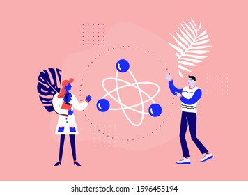 Learning molecular 
Science future. Development and analysis artificial intelligence with learning DNA structure in medical molecular space & technologies computers systems. Vector Illustration.