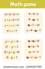 Learning multiplication, subtraction.  Preschool and school worksheet activity. Worksheet for school kids, mathematical riddles, puzzles for children, education game.