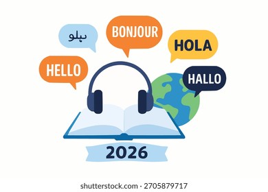 Aprender Lenguaje Nuevo 2026 Resolución Ilustración plana