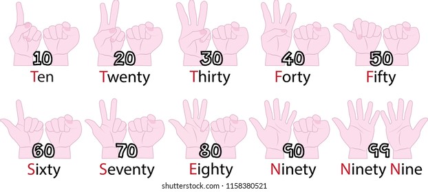 learning number count ten to ninety nine in vector style on white background