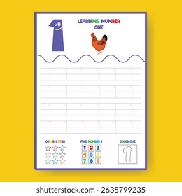 Learning Number One Tracing Worksheet