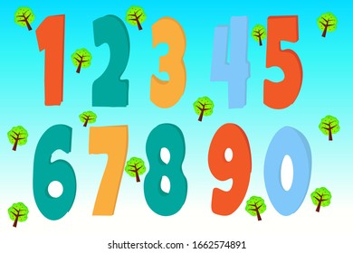 Learning numbers with children in a playful way. Numbers from 0 to 9