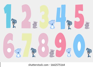 Learning numbers with children in a playful way. Numbers from 0 to 9