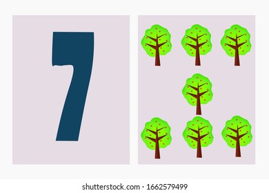 Learning numbers with children in a playful way. Number 7