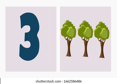 Learning numbers with children in a playful way. Number 3