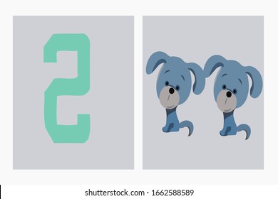 Learning numbers with children in a playful way. Number 2