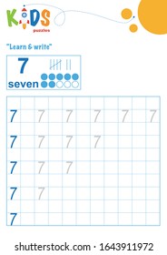 Learning numbers. Learn and write numbers. Easy colorful worksheet for preschool, elementary and middle school kids. 