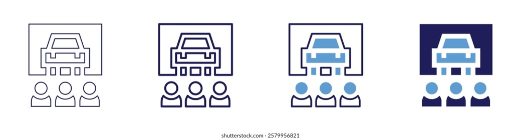 Learning objectives icon in 4 different styles. Thin Line, Line, Bold Line, Duotone. Duotone style. Editable stroke.