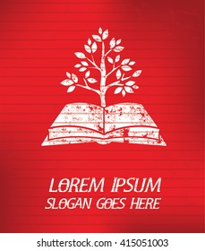 Learning on red background,poster grunge design
