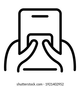Learning on smartphone icon. Outline learning on smartphone vector icon for web design isolated on white background