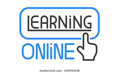 Learning online concept button and cursor line vector