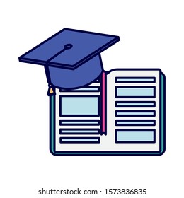 learning online open book graduation hat education vector illustration