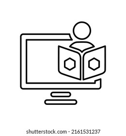 Learning, online outline icon. Line vector design.