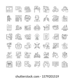 Learning organization linear icons, signs, symbols vector line illustration set