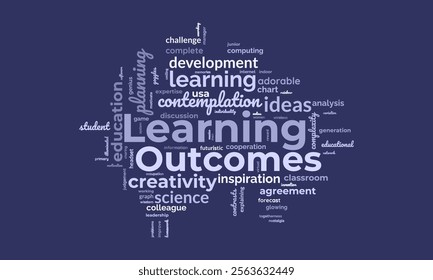 Learning Outcomes word cloud template. Learning Outcomes concept vector tagcloud background. vector illustration.