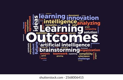 Learning Outcomes word cloud template. Learning Outcomes concept vector tagcloud background. vector illustration.