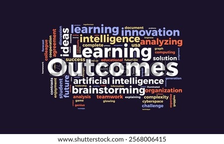 Learning Outcomes word cloud template. Learning Outcomes concept vector tagcloud background. vector illustration.