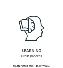 Learning outline vector icon. Thin line black learning icon, flat vector simple element illustration from editable brain process concept isolated on white background