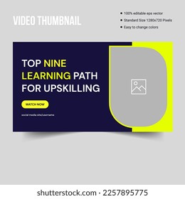 Learning path creative video thumbnail cover banner design template