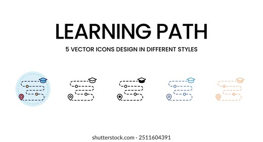 Icono de Vector de ruta de aprendizaje listo para usar Ilustración vectorial