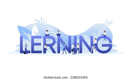 Learning people in flat style. Design template vector. Flat vector illustration