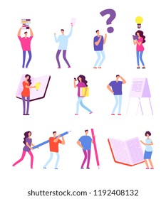 Learning people. Reading, student education studying vector concepts. Illustratiuon of education knowledge, study and teaching